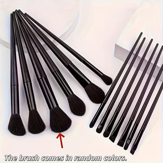 TEMU Kiváló minőségű sminkecset készlet | Fekete alapozó, pirosító, púder, szemhéjpúder, korrektor ecsetek | Nylon, hordozható utazáshoz, tökéletes Valentin-napi ajándék barátnőnek vagy feleségnek