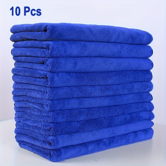 TEMU Set Of 10 Professional Microfiber Car Wash Towels, Measuring 23.62x11.81 Inches, Soft And Absorbent, Resistant To Shedding, Suitable For Home Cleaning And Car Use.