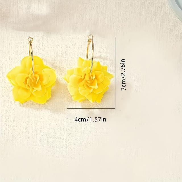 TEMU Un par de elegantes aretes de aro florales para mujer, con diseños florales rústicos