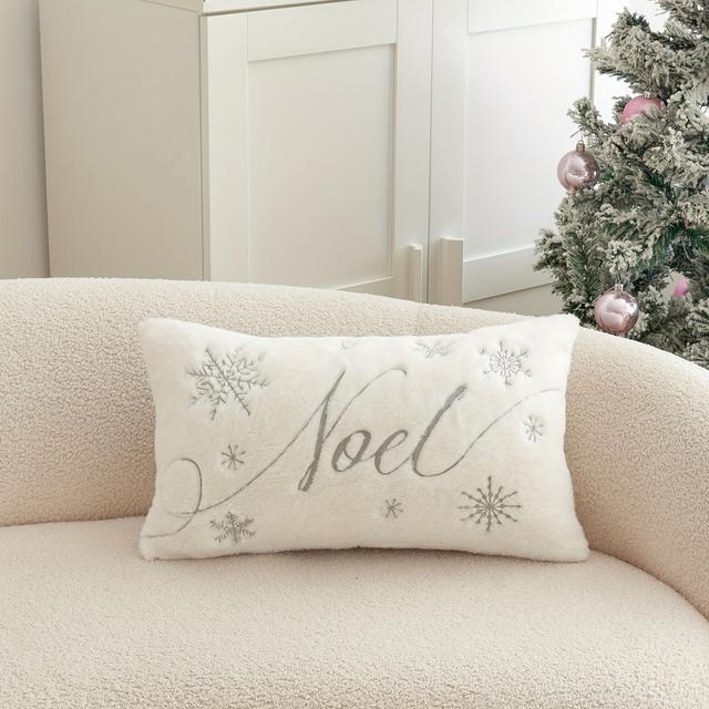 TEMU 1pc Christmas House Christmas Tree Embroidered Pillow Cover, Suitable For Indoor Decoration, Christmas Decorative Pillow Cover, Insert Not Included