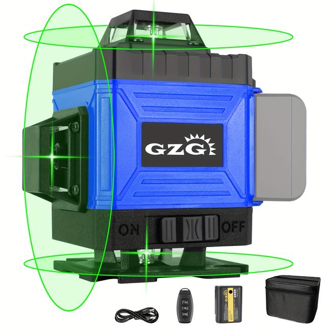 TEMU GZG 1 Set 4D 16 Linien Laser Wasserwaage 360, Selbstnivellierender Laser, Automatische Laser Wasserwaage, 360 Laser Wasserwaage mit Selbstnivellierung, Inklusive 1 Batterie und Fernbedienung