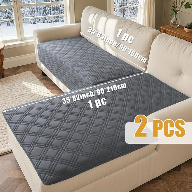 TEMU 2pcs/set Geometric Pattern Sofa Cushion, L-shaped Sofa Protector Pad, Machine Washable And Easy To Clean, Pet-friendly, Suitable For Home Decor And Sofa Protection