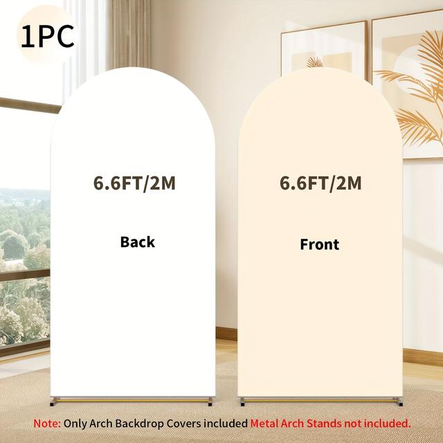 TEMU Dual-sided White & Beige Wedding Arch Covers - Polyester Party Banners With Rounded Top For Weddings, Birthdays, And Outdoor Events, Room Or Garden Decor, Wedding Decorations