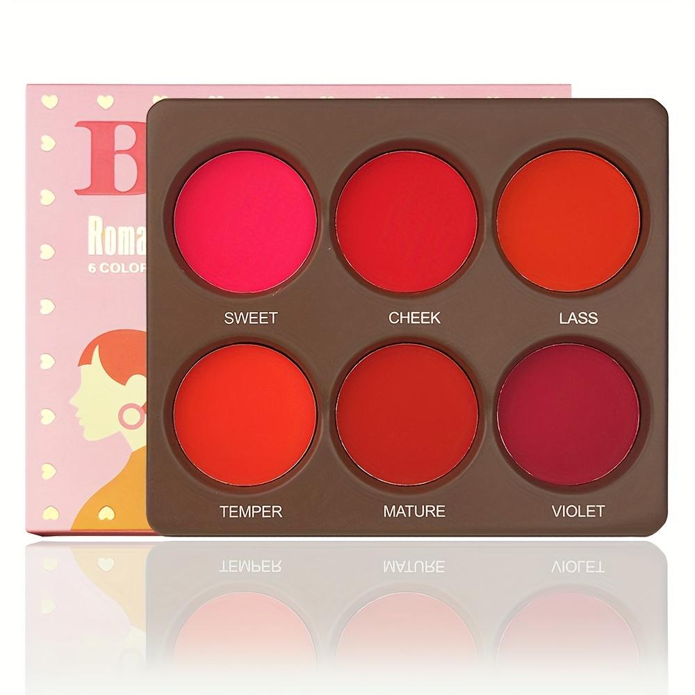 TEMU Palette Of 6 Matte Blush Powders For Cheeks, Long-lasting Natural Face Makeup