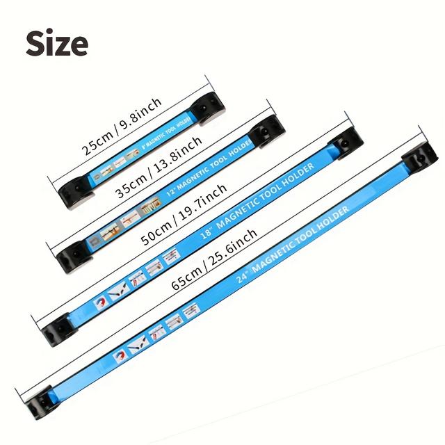 TEMU Hochleistungs-Magnetwerkzeughalter - 8/12/18/24 Zoll, Wandmontage-Streifen für Garagenorganisation, Blaues Metallregal, Mehrzweckregale
