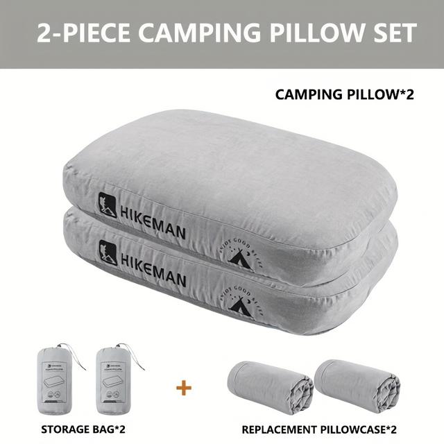 TEMU 2개 캠핑 베개 세트, 2개 보관 가방 및 2개 교체 케이스 포함, 휴대용 및 보관하기 쉬운 캠핑 베개, 야외 캠핑, 캠핑, 해변 휴가에 적합
