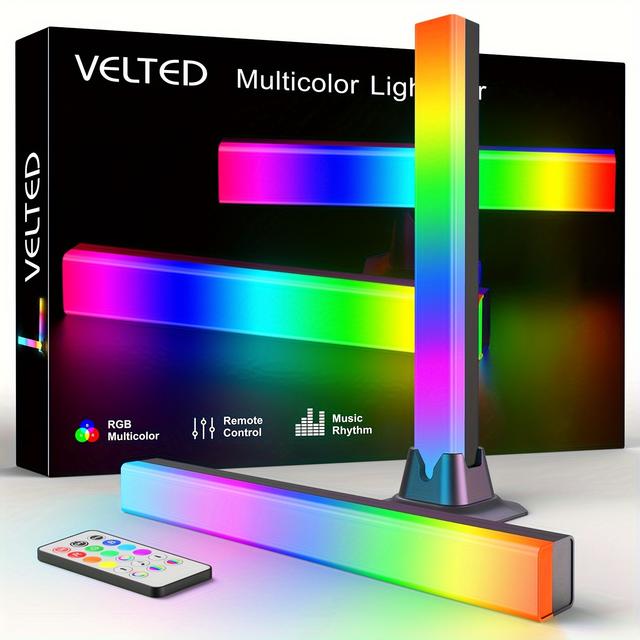 TEMU 2 Packs Rgb Led Tv Backlight Rgb Gaming Room Lamp Usb Light Bars Sync With Music/movies/pc | 16 Million Colors Dynamic , Usb-powered, With Ir Remote Control Suitable For Christmas And Halloween