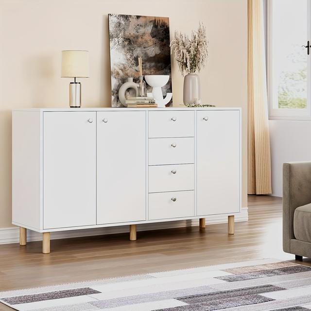 TEMU Kealive Muebles para pasillo, muebles de , aparador, armario puertas y 4 cajones, , 140x40x80 cm