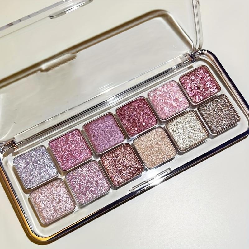 TEMU Dikalu -color Glitter Eyeshadow Palette With Shimmer & - Full Coverage Mirror Book For -skill Levels, 12 Colors Suitable For Parties, Photoshoots, Everyday Makeup - Instagram- Makeup Looks