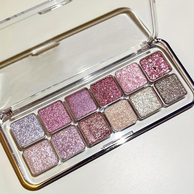 TEMU Dikalu -color Glitter Eyeshadow Palette With Shimmer & - Full Coverage Mirror Book For -skill Levels, 12 Colors Suitable For Parties, Photoshoots, Everyday Makeup - Instagram- Makeup Looks