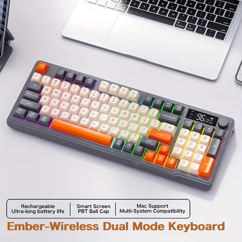 TEMU M96 Wireless Keyboard With 5.0/2.4g Receiver, Suitable For Gaming And Office Use, Featuring A Membrane Design With A 96-key Layout, Compatible With Pc, , And Windows Systems