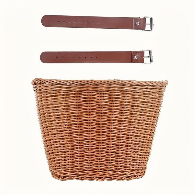 TEMU Cesta de bicicleta de mimbre de resina artesanal - una de almacenamiento duradera para snacks y artículos esenciales, para accesorios de ciclismo