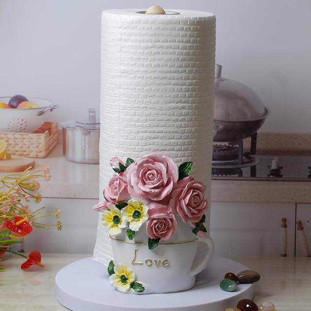 TEMU 1 stuks papieren handdoekhouder met rozenmotief