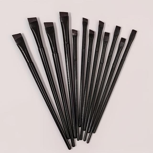 TEMU 12-częściowy profesjonalny zestaw pędzli do makijażu - hipoalergiczne pędzle do eyelinera i brwi z nylonowymi włoskami, pędzel ABS do skóry normalnej, idealny dla początkujących i artystów