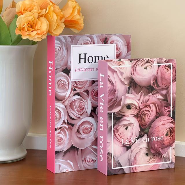 TEMU 2 قطعة من الكتب الزخرفية الفاخرة، صناديق ورقية زخرفية، زينة كتب لطاولة القهوة - كتب زخرفية محاكاة لتزيين المنزل وطاولة السرير في الغرف - مناسبة لتزيين الأعياد