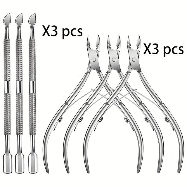 TEMU Set Of 6 Cuticle Trimmers With Pushers - High-quality Stainless Steel Cuticle Nippers, Clippers, And Remover Tools For Nail Fingers And Toes