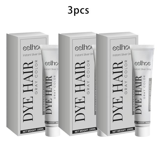 TEMU 3pcs Silvery Gray Hair Dye, Long-lasting Color, Fashionable Silky Hairstyle, Easy To Color And Color Rendering, Gentle Formula Hair Cream, Diy Hair Color At Home, Suitable For All Hair Types