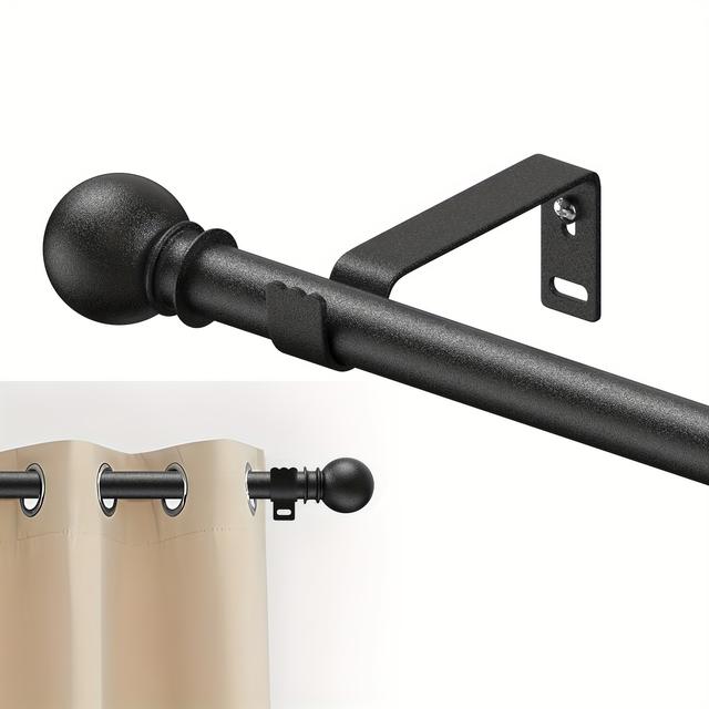 TEMU 1pc Adjustable Curtain Rod For Window, 5/8 Inch Metal Rod With Stand/brackets, Small Curtain Rod Set, Modern Simple Decorative Style, Matte