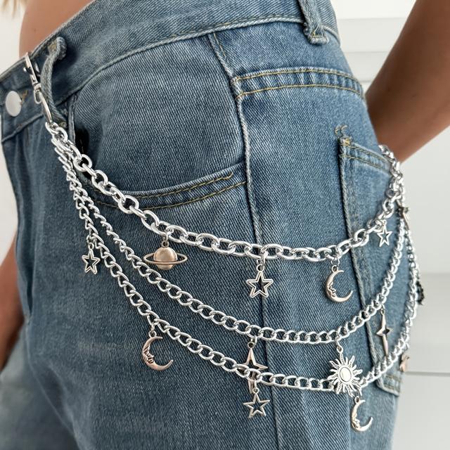 TEMU 1 pieza Cadena de metal para pantalones, moderna y , cadena de cintura , accesorio para pantalones estilo hip-hop
