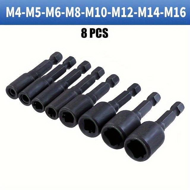 TEMU 6pcs/8pcs Tap Socket Adapter M4-m16 Alloy Steel Metric Screw Tap 1/4 Inch Hex Shank Quick Change Machine Tap Socket Adapter For Power Tools