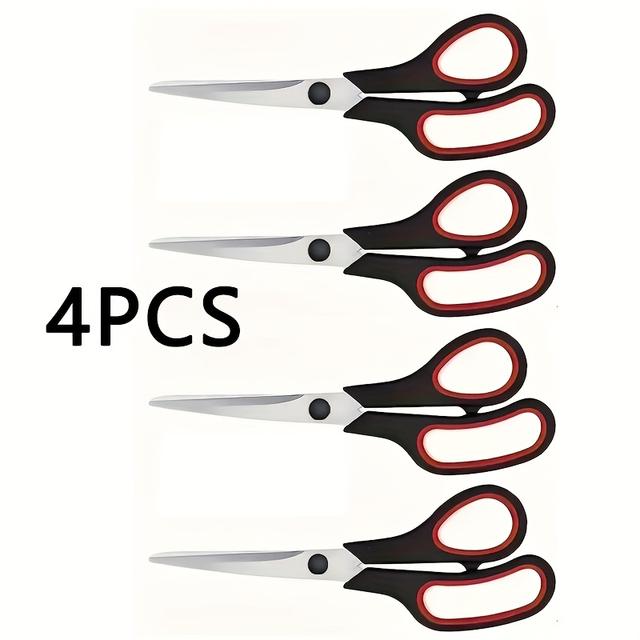 TEMU 4 Stainless Steel Scissors, Multi-functional Office Scissors With Comfortable Grip, Suitable For Home, Office, And Projects, Durable Craft Tool
