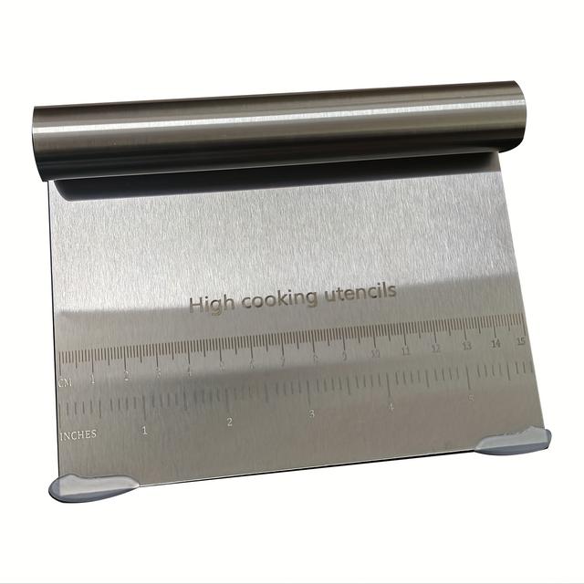 TEMU Stainless Steel Dough Scraper - A Versatile Baking Tool, A Regular-sized Pastry Cutter, An Essential Kitchen Gadget.