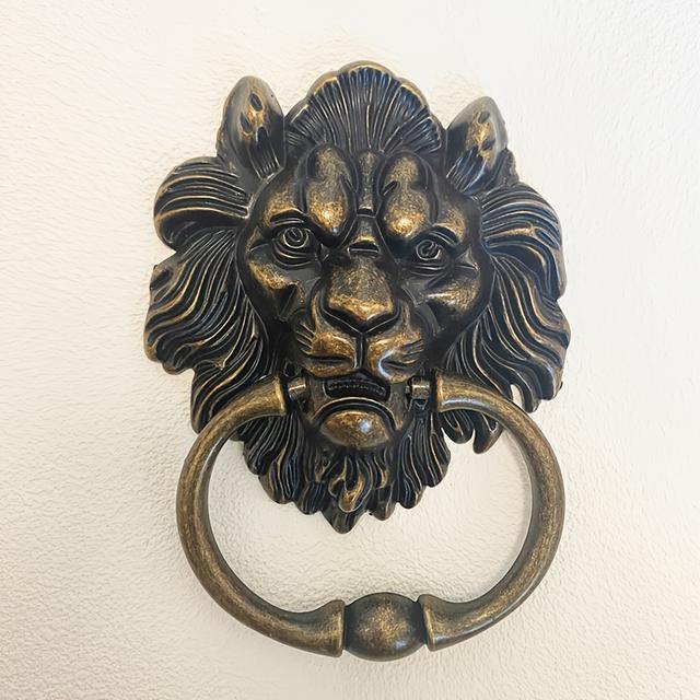 TEMU Löwenkopf Türklopfer, Stuhlrücken Dekoration, Großer Ring Türknauf, Antike Bronze Rund Türknauf