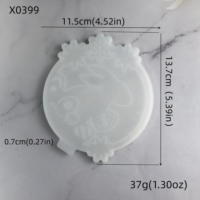 TEMU Resin Casting Molds, Bunny Hanging Ring Decoration Mold, Rabbit Resin Plaster Hanging Ring Decoration, Easter Bunny Egg Pendant Silicone Mold