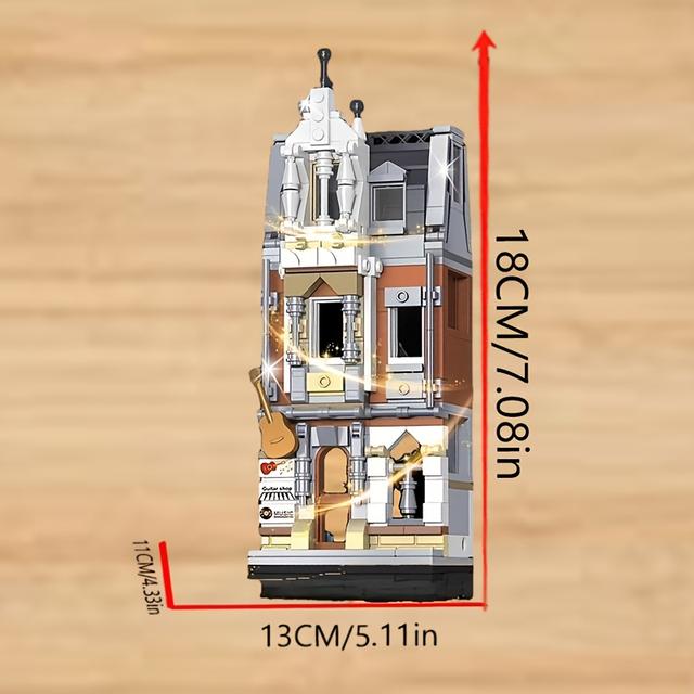 TEMU Toy Brick Guitar Model With Detailed Interior, Challenging Adult Assembly Puzzle, Decorative And Interactive Desktop Art Piece, Durable Abs Material, Gifting Or Collecting