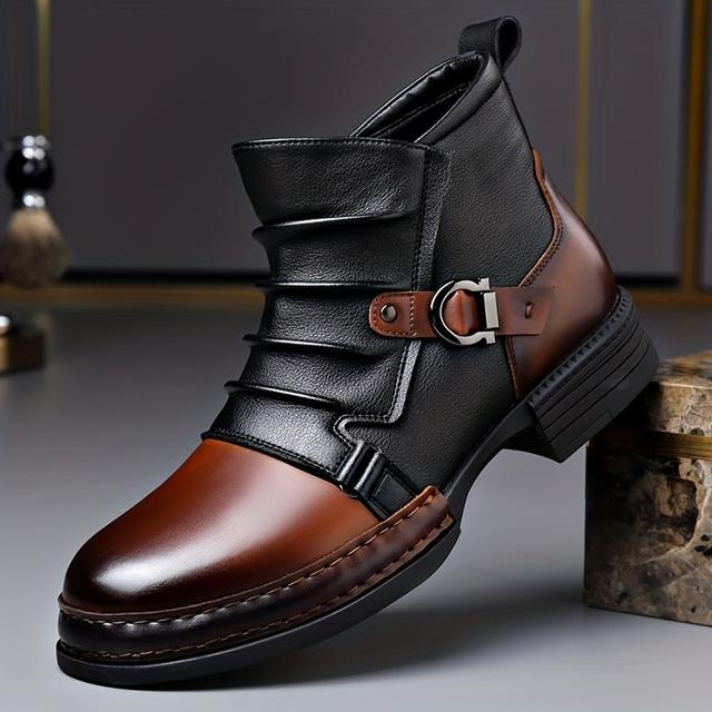 TEMU Botas Cortas Vintage Británicas de Otoño con Cremallera Lateral - Botas de Motociclista para Hombres