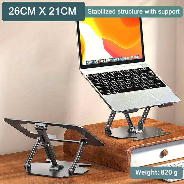 TEMU Laptop Stand, Adjustable Laptop Stand For Desk, Computer Stand With Support, Compatible With Laptop 10-16", Adjutable Height -angle, Foldable Laptop Mount, Stable Metal Holder Support, Grey