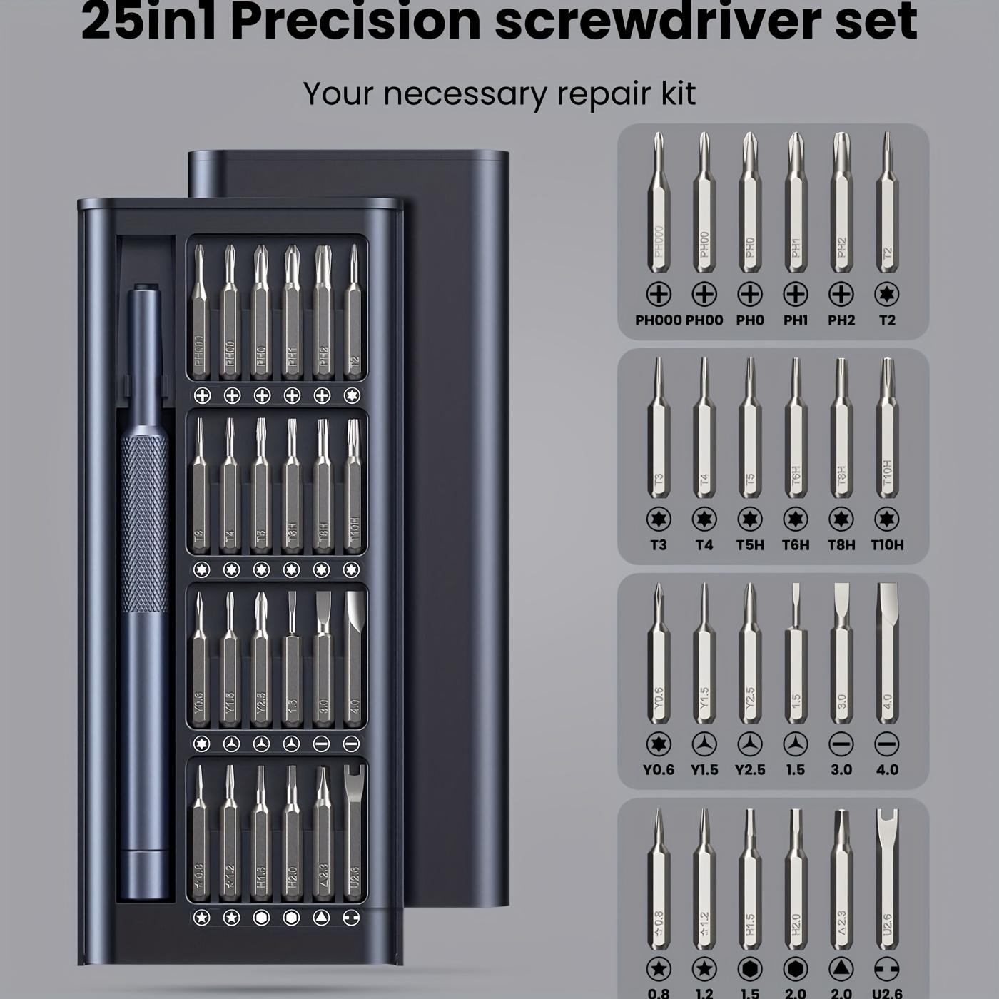 TEMU 25-in-1 Small Precision Screwdriver Set, Professional Magnetic Mini Repair Tool Kit For Phone, Computer, Watch, Laptop, Ring Doorbell, Eyeglass, Electronic, [bearing Steel] Screw Driver