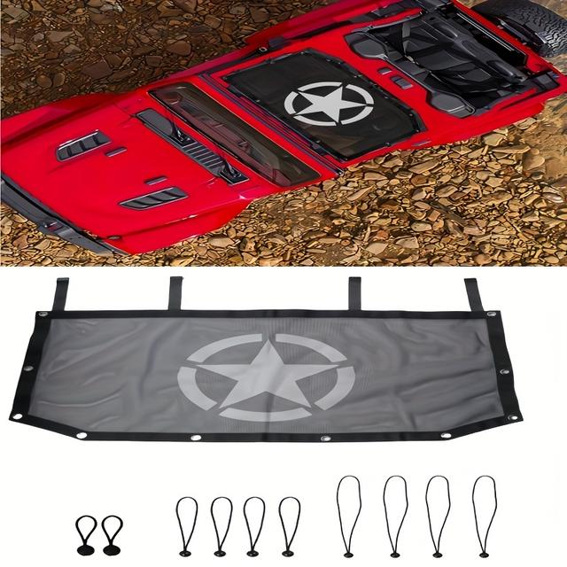 TEMU غطاء سقف ناعم مقاوم للأشعة فوق البنفسجية والرياح لسيارة جيب موديلات 2018-2023 JL/JLU (2 و4 أبواب) - يمنع 95% من أشعة ويقلل الضوضاء | ظلة قابلة للتنفس بأسلوب البيكيني للقيادة اليومية والطرق الوعرة