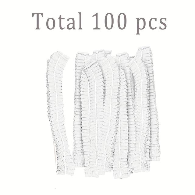 TEMU 100 шт. Одноразові сітки для волосся, 21" білі неткані капелюхи з мереживними деталями - Ідеально для готельного , спа, салону, кухні та працівників обслуговування їжі