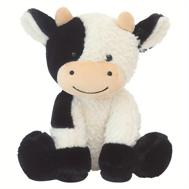 TEMU 1pc Peluche de Vaca Sentada Abrazable - Animal de Peluche y Realista con Posición Sentada, Vaca Tierna para de Dormir, Decoración, Regalo de para Niños y Niñas (///) 20cm/7.87in