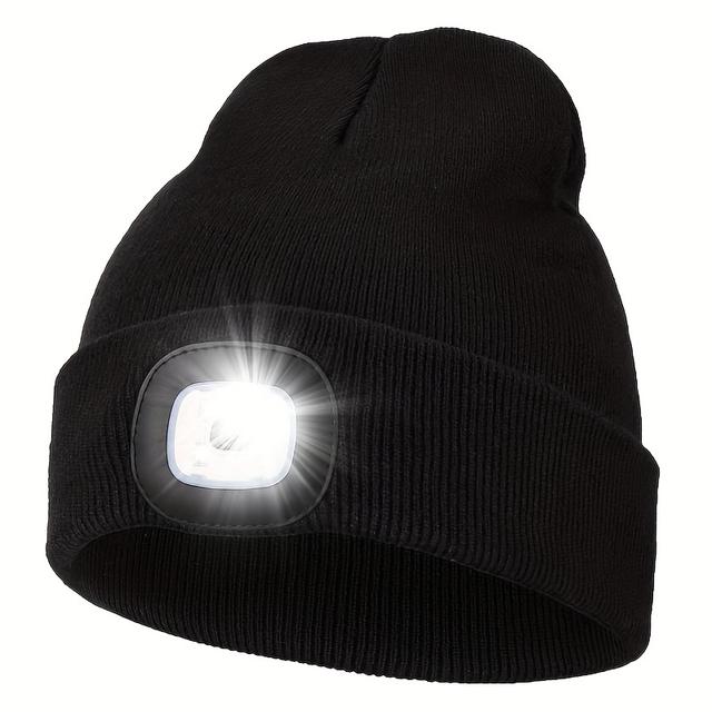 TEMU 1pc Usb Rechargeable Hat With Detachable Headlamp - Night Walking & Camping Cap, Lightweight Acrylic, , (), Perfect For Valentine's Day & Christmas Gifts, Camping Accessories, Outdoor Headwear