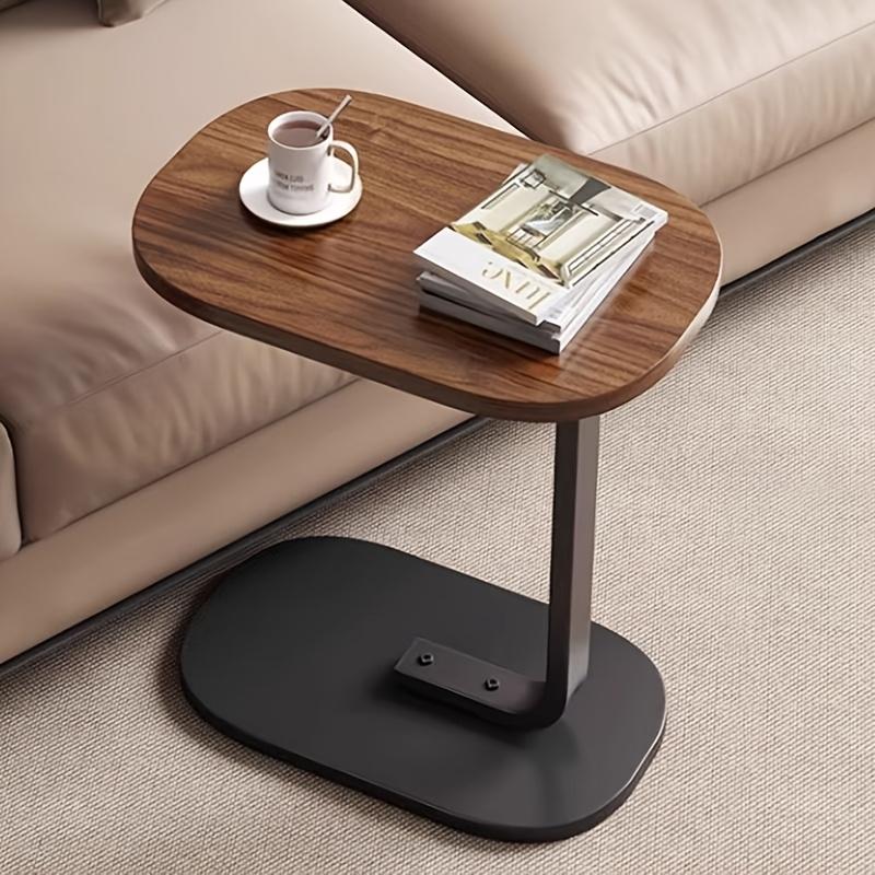 TEMU Versatile Wooden Side Table With Metal Frame - Modern Minimalist Style, Adjustable Height For Sofa, Coffee & Laptop Use - Sleek Room, Bedroom, Office, Table Decor