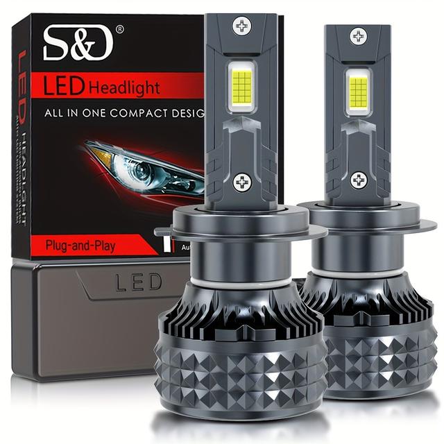 TEMU S&D 2 шт. LED автолампи H4 H7 H11 9005 9006 150W 32000LM 6500K Заміна ламп для автівки Покращений світлодіод без помилок Can-Bus Біле CSP Чіп Новий Лампи