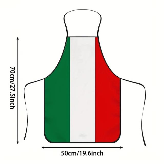 TEMU 1pc Italian Striped Print Apron, Durable Polyester Material, Suitable For Cooking, Grilling, Gardening, Painting, Nail Art, Unisex, Ideal For Indoor And Outdoor Use