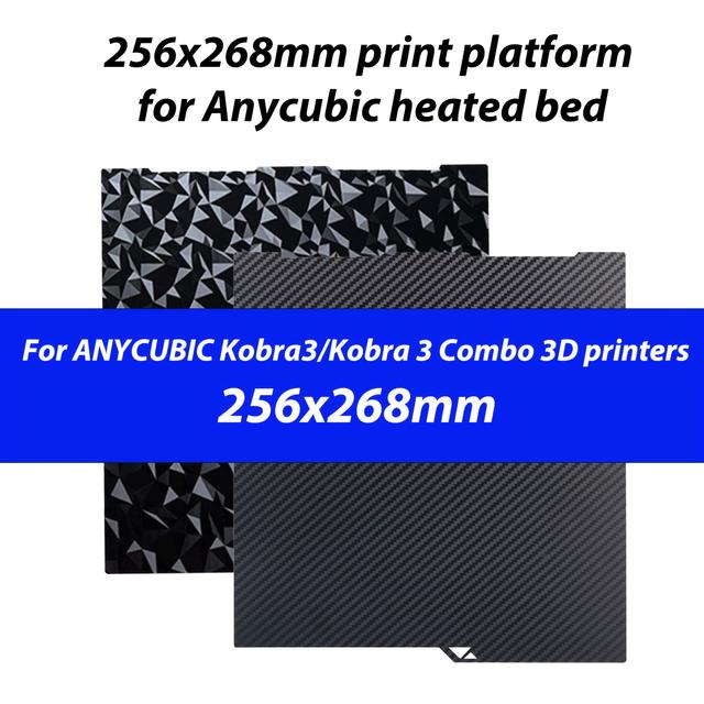 TEMU Juupine Print Plate 256x268mm, 3 Pei Print Plate Spring Steel Plate 3d Printer Platform, Pla Plate Suitable For 3, 3 Combo