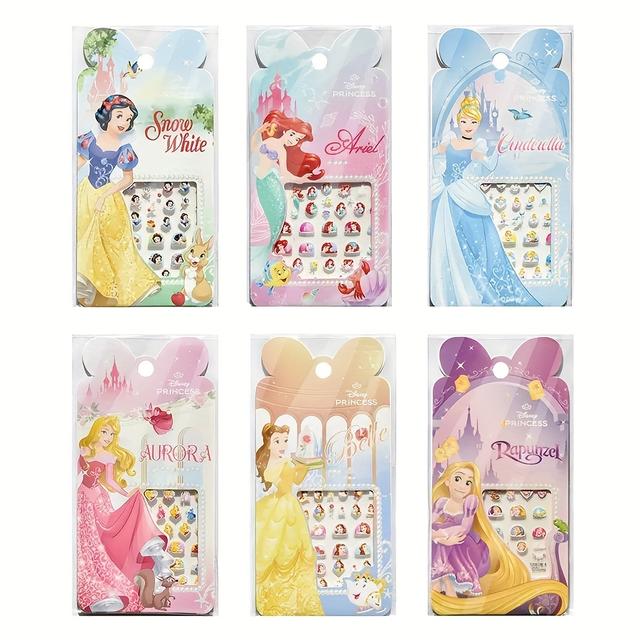TEMU 6pcs Princess Individually Packaged Nail Stickers - , For , , , Cinderella - Shiny Diy Decals, Self-adhesive, Princess Theme For Creative Nail Art