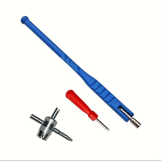 TEMU Tire Rim Valve Installation And Repair Tool, Puller, Plastic Removal Wrench Tool, Three-piece Set