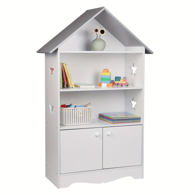 TEMU 1pc 3-tier Wooden Bookshelf With Locking Doors, Storage Shelf For Bedroom Or Playroom, White, Easy Assembly, No Electricity Needed, Book Storage | Design | Easy Assembly Shelf, Bookshelf Decor