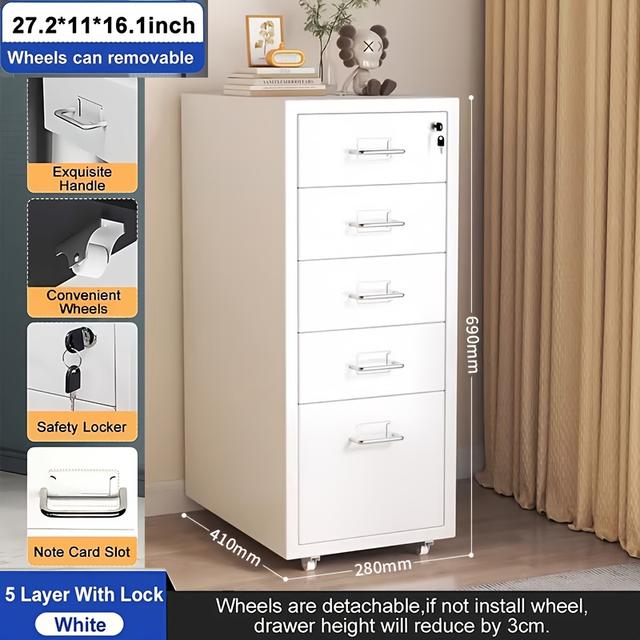 TEMU 3/5/6 Layer Metal Cabinet Drawer With Lock For Steel File Storage Organizer - Cash On Delivery, Storage Drawer Units