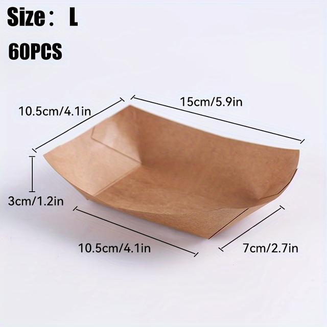 TEMU 60pcs Heavy-duty Paper Food Trays - Disposable Serving Boats For , , , Tacos, Bbq, Popcorn - Perfect For Parties, Picnics, Weddings (brown), , Food Trays