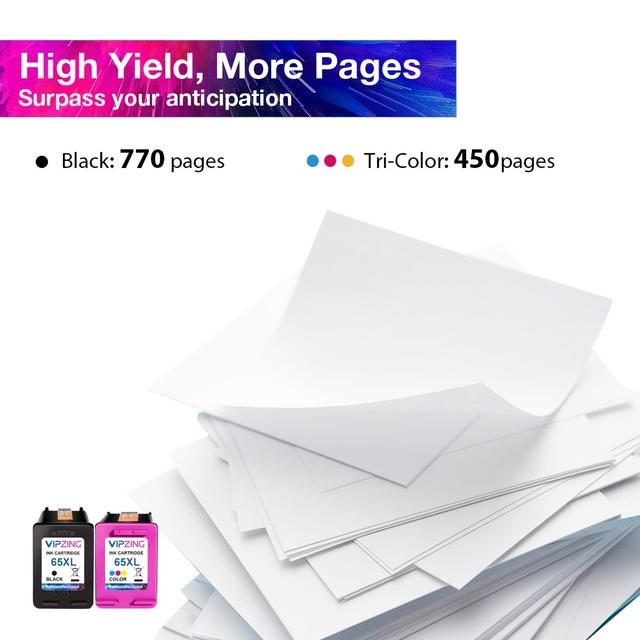 TEMU Vipzing 2pack 65xl Ink Cartridges Black/color High- Replacement For Ink 65 65xl Ink Cartridges Work For 3755 3772 3700 3752 3722 2600 2622 5055 5000 5070 5052