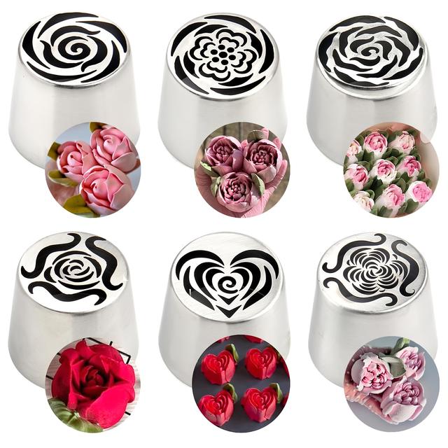 TEMU A Set Of 6 Extra-large Russian Piping Tips, Stainless Flower Piping Nozzles, Used For Decorating Cakes With Frosting, Flower Frosting Nozzles, Frosting , , And Desserts.