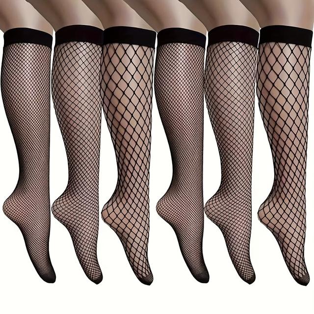 TEMU Summer Women Sexy Grid Socks Short Fishnet Socks Hollow Lattice Geometry Black Breathable Net Socks Female 3pair Tt099