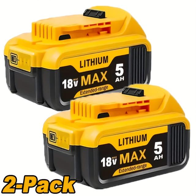 TEMU 2/4 Pack 18v 5.0ah Lithium-ion Replacement Xr Battery For Dcb200 Dcb180 Dcb181 Dcb201 Dcb200-2 Del1810 Lithium 18 Volt Max