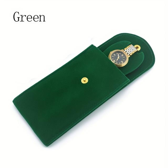 TEMU Elegant Watch Storage Pouch - Soft Felt, Rectangular Travel Case With Golden Clasp, Ideal For Single Watch - Perfect Gift Box For Christmas, Anniversaries & Birthdays, , Watch Storage Bag